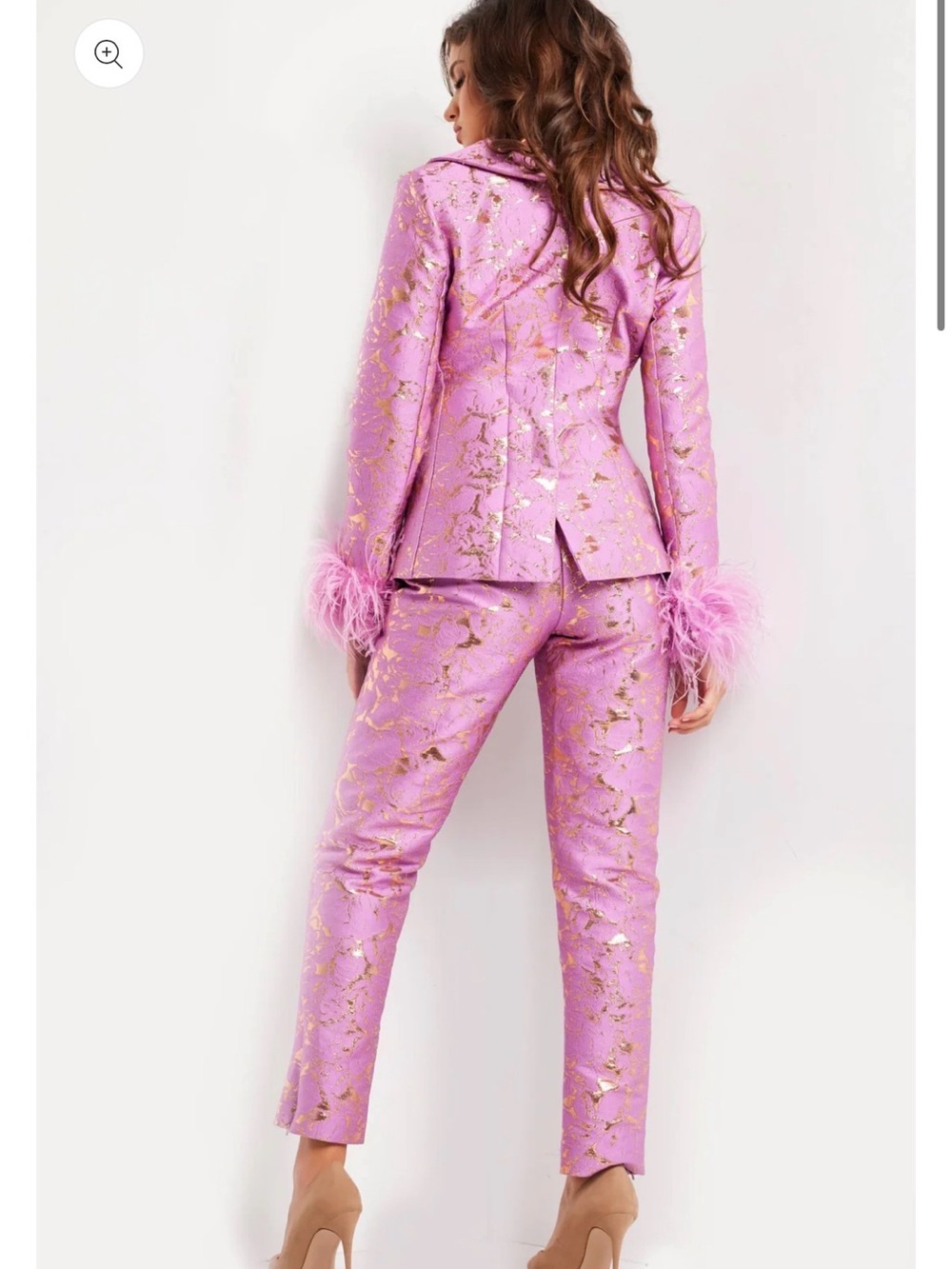 JOVANI ✨ Lavender Gold Feather Cuffs Pant Suit 24621 Sz 12 - Picture 3 of 16
